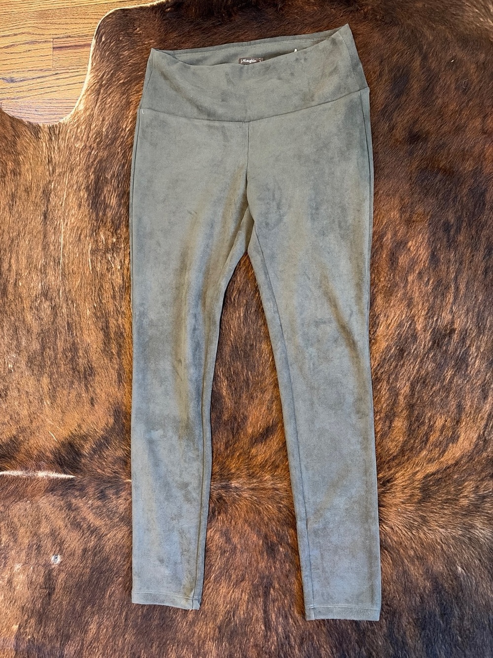 J.McLaughlin Olive Green Faux Suede Pull-On Stretch Leggings Pants Size Small